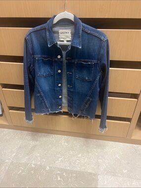 L'AGENCE Raw Hem Dark Blue Denim Jacket